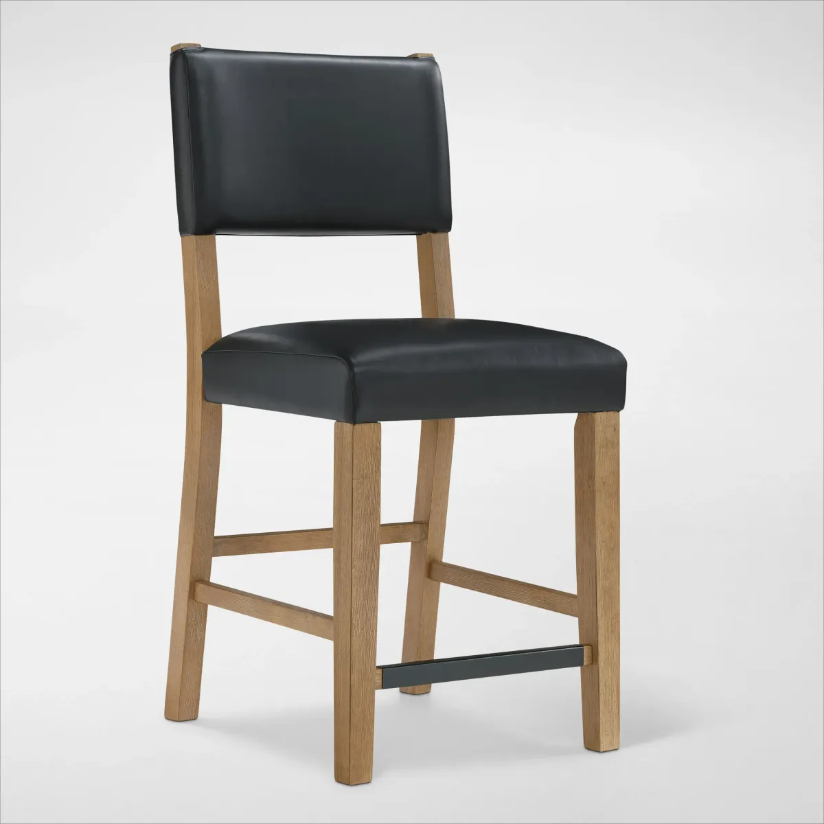 Auburn Counter-Height Upholstered Stool - Black/Natural Legs