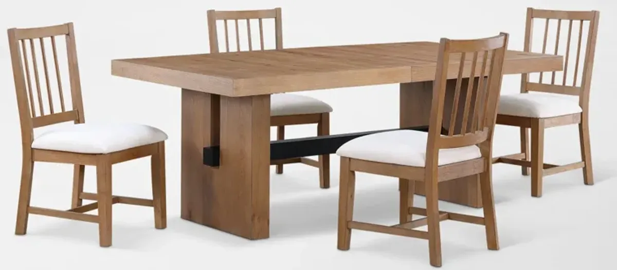 Auburn Dining Table and 4 Spindle-Back Dining Chairs - Natural