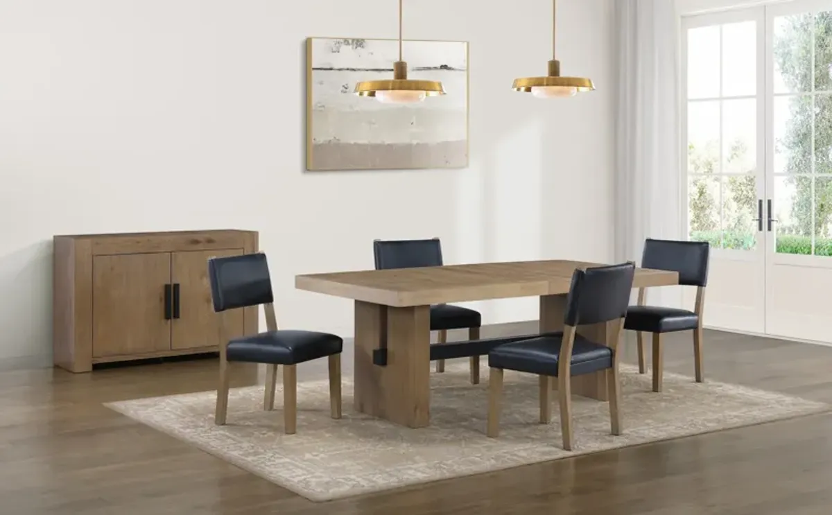 Auburn Dining Table and 4 Upholstered Dining Chairs - Black/Natural Legs