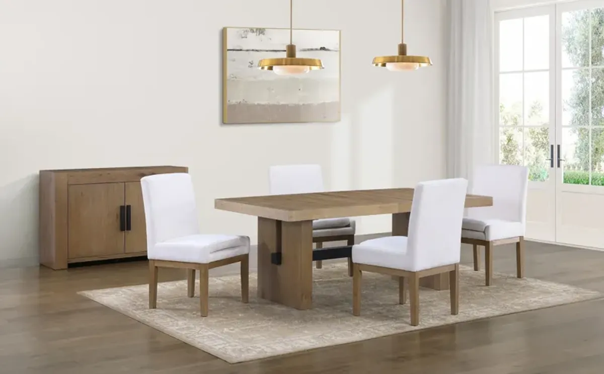 Auburn Dining Table and 4 Host Chairs - White/Natural Legs