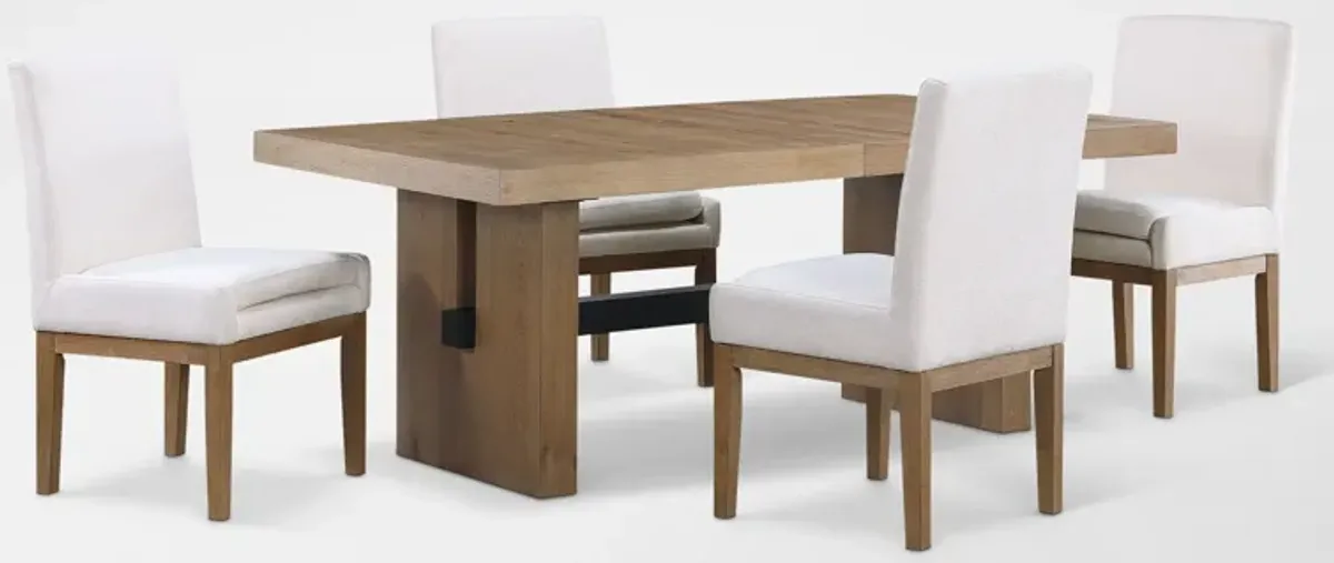 Auburn Dining Table and 4 Host Chairs - White/Natural Legs