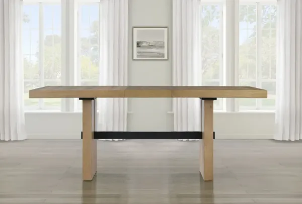Auburn Counter-Height Dining Table and 6 Upholstered Stools - Black/Natural Legs