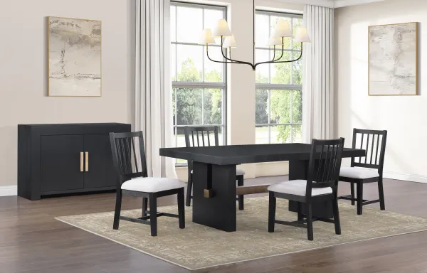 Auburn Dining Table and 4 Spindle-Back Dining Chairs - White/Black Legs