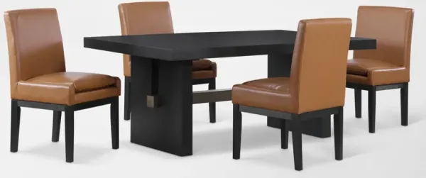 Auburn Dining Table and 4 Host Chairs - Light Brown/Black Legs