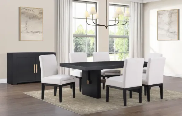 Auburn Dining Table and 6 Host Chairs - White/Black Legs