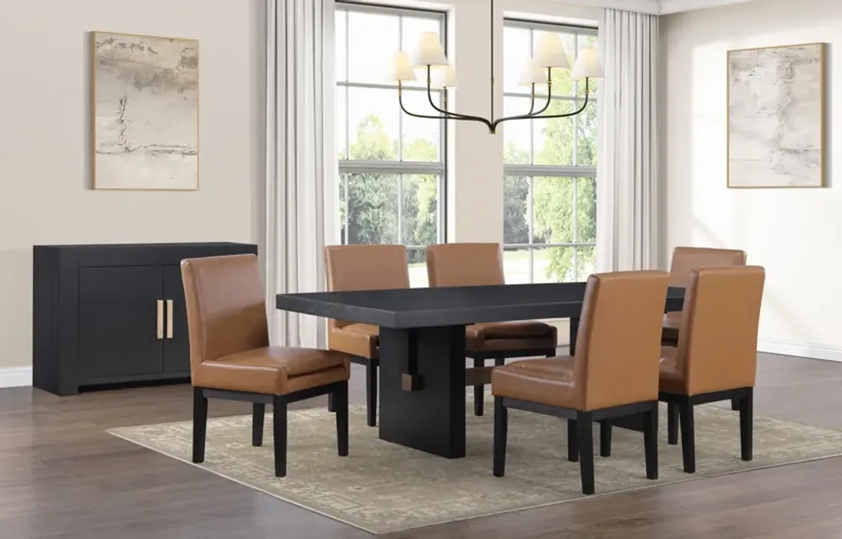 Auburn Dining Table and 6 Host Chairs - Black