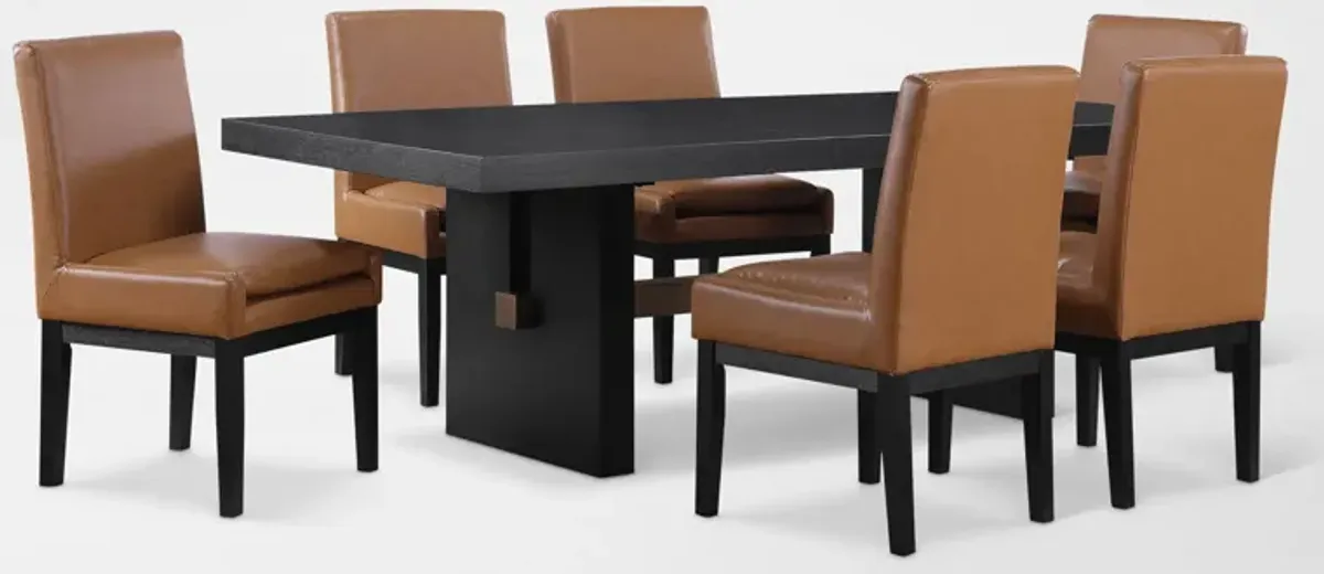 Auburn Dining Table and 6 Host Chairs - Black