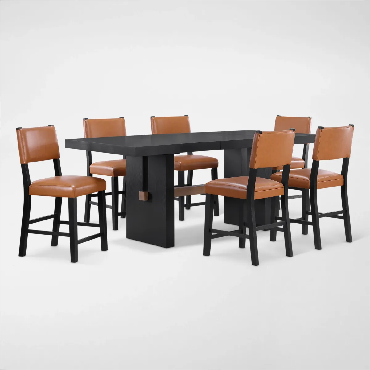 Auburn Counter-Height Dining Table and 6 Upholstered Stools - Black