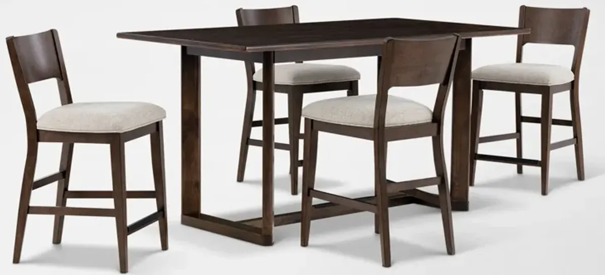 Boca Counter-Height Dining Table and 4 Stools - Boca Brown