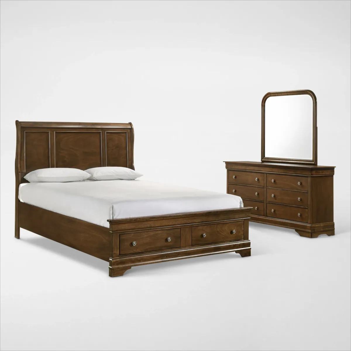 Louis 5-Piece Storage Bedroom Set with Dresser and Mirror - King