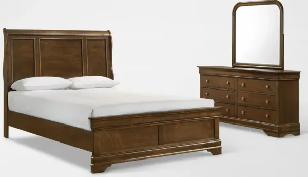 Louis 5-Piece Panel Bedroom Set with Dresser and Mirror - Queen