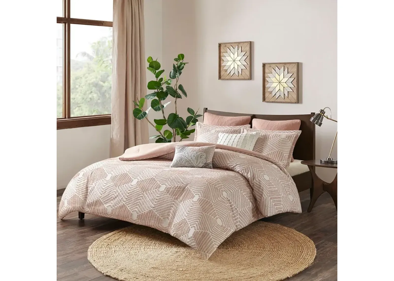 Draven King/California King Comforter Set - Blush