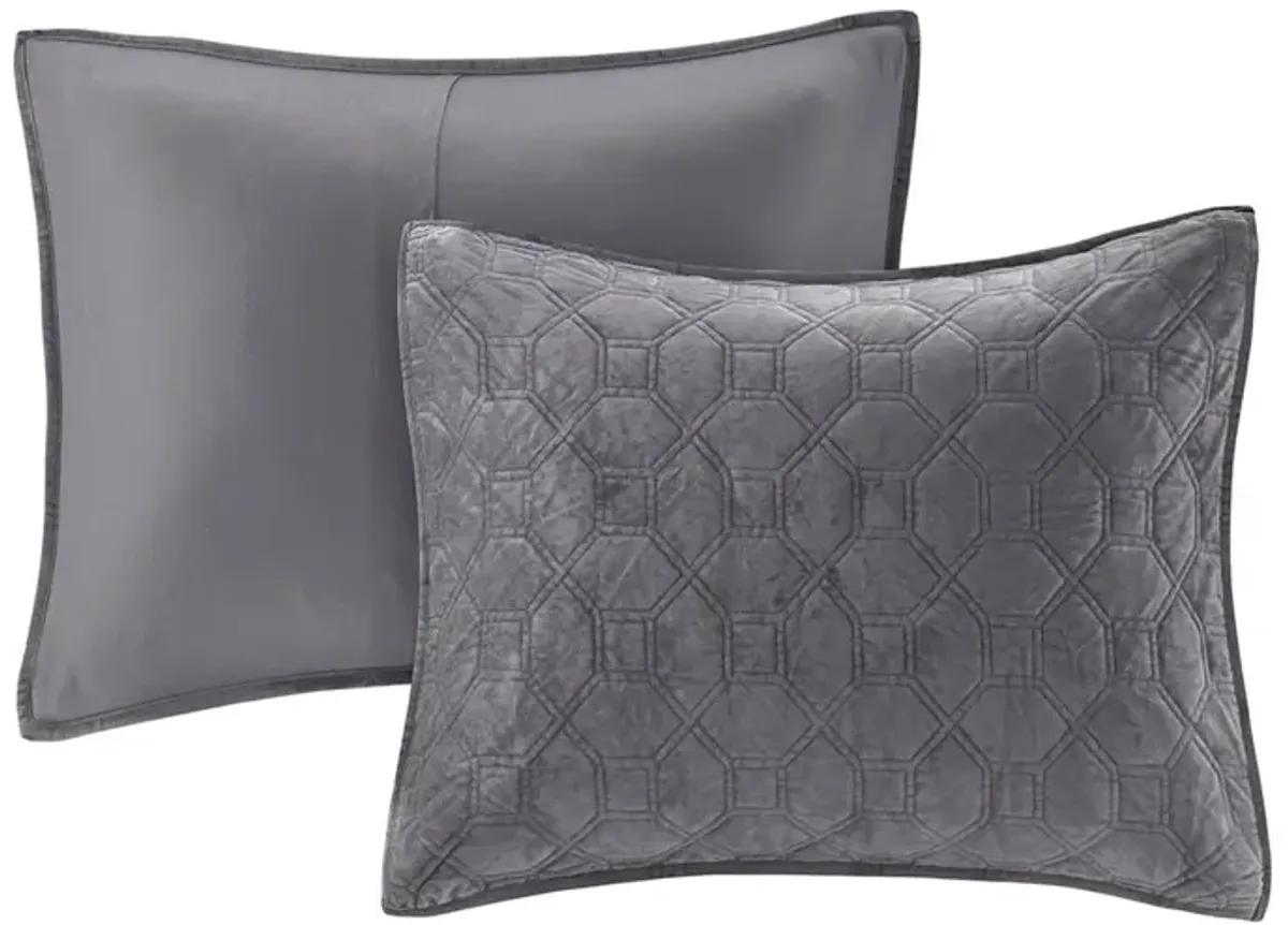 Coraline Full/Queen Quilt Set - Gray