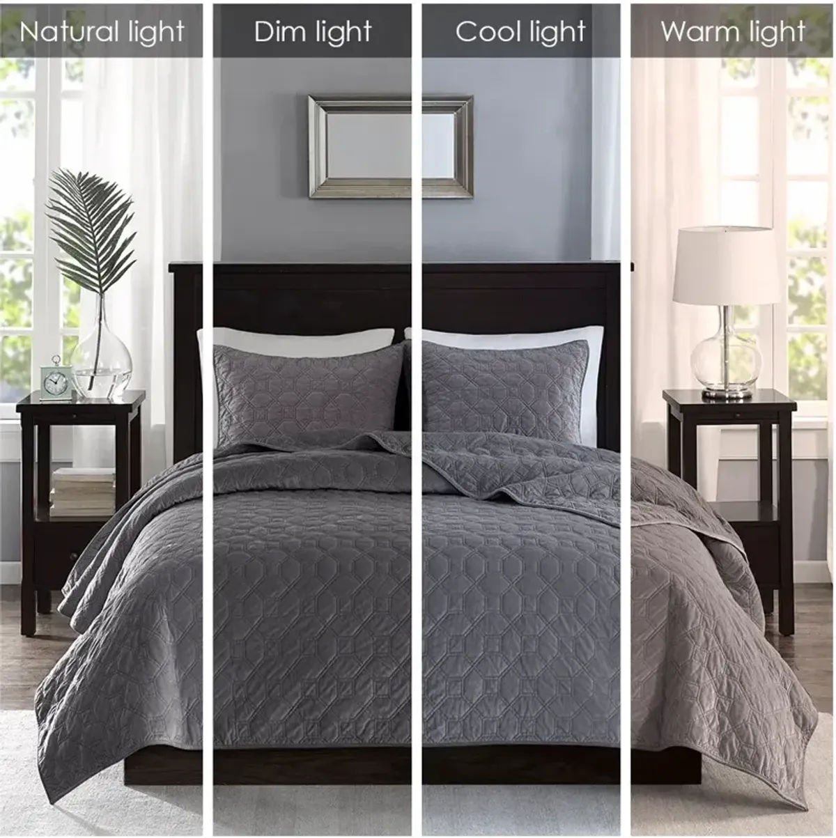 Coraline Full/Queen Quilt Set - Gray