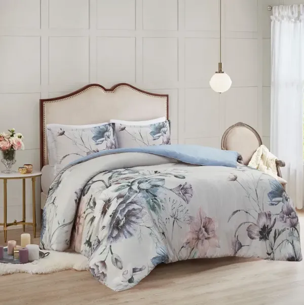 Davina Full/Queen Duvet Cover Set - Blue