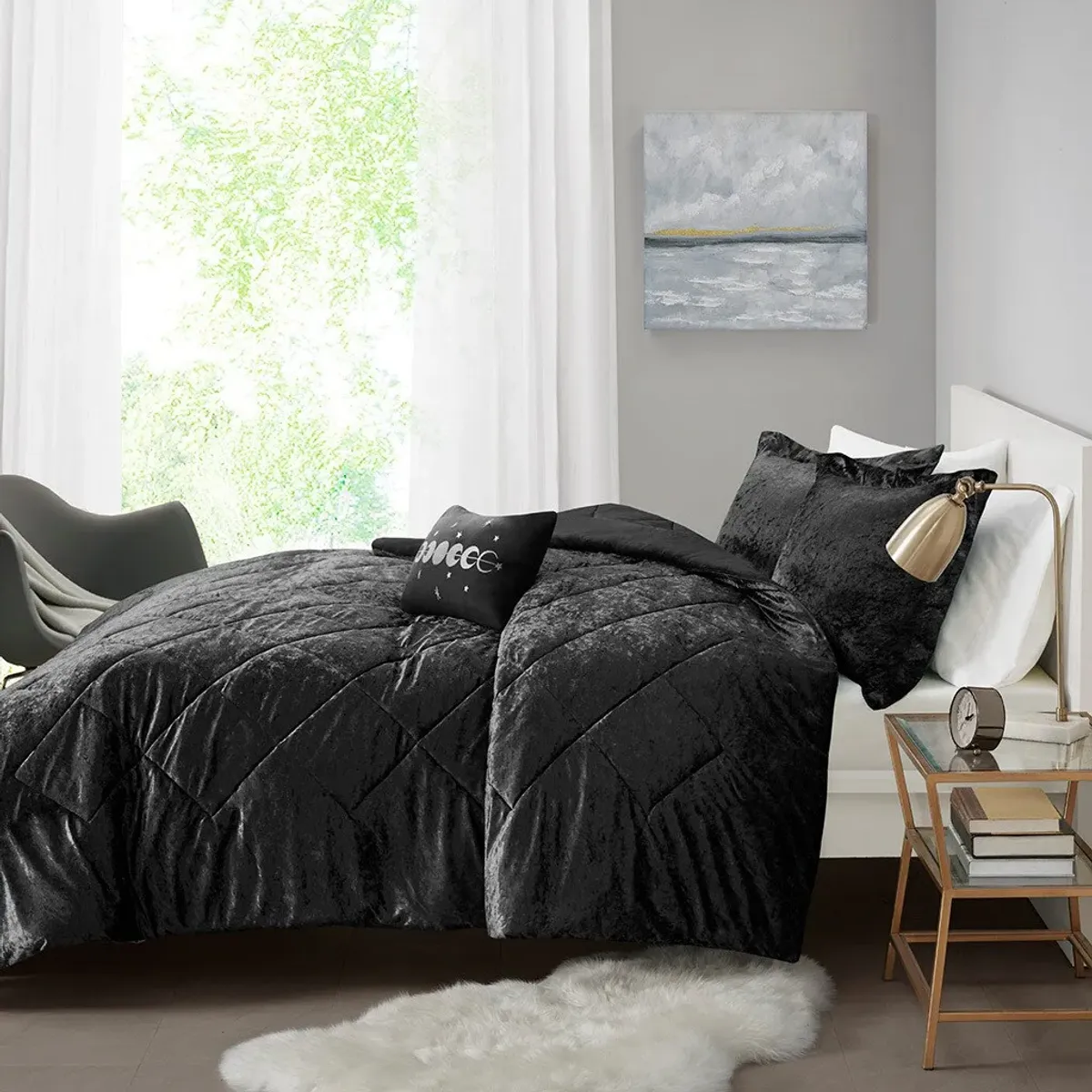 Briella Full/Queen Duvet Cover Set - Black