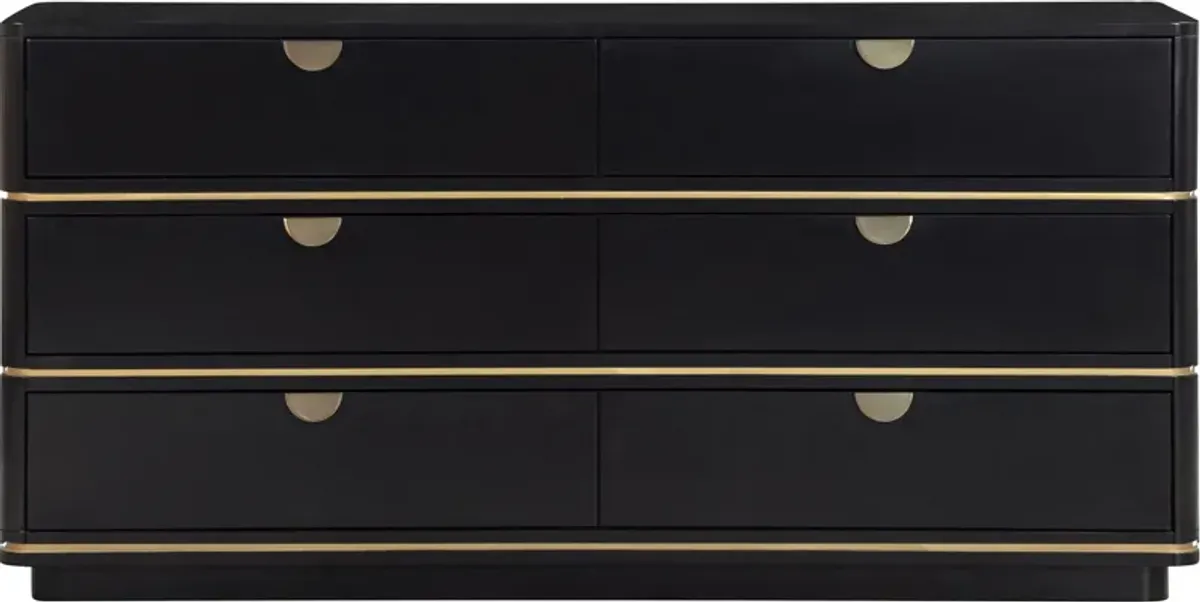 Melina 6-Drawer Dresser - Black