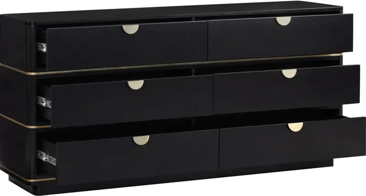 Melina 6-Drawer Dresser - Black