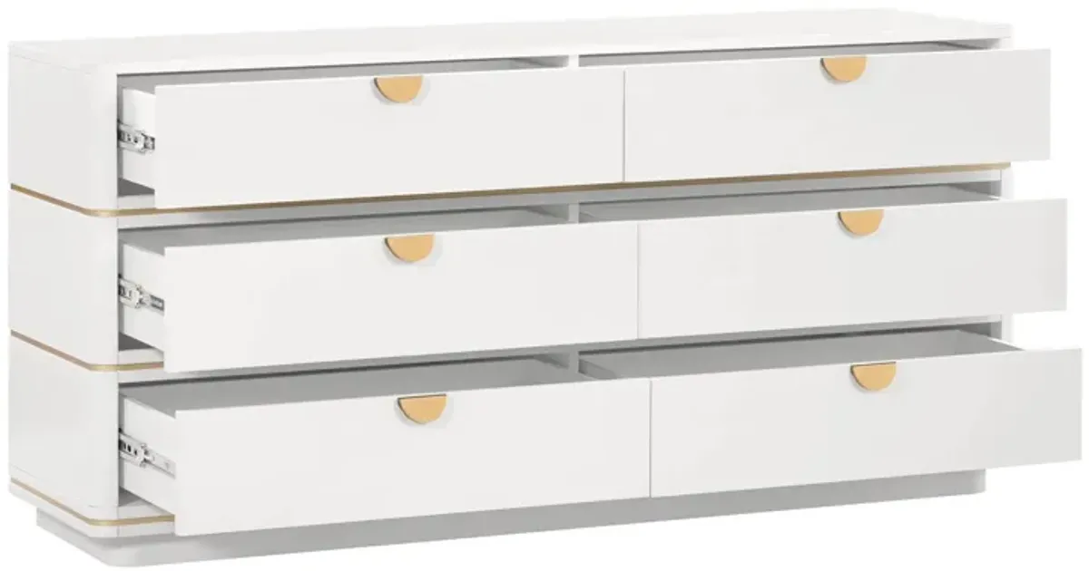 Melina 6-Drawer Dresser - Cream