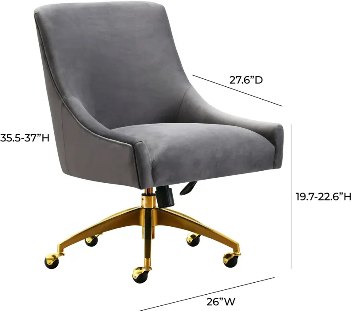 Maddie Upholstered Desk Chair - Gray