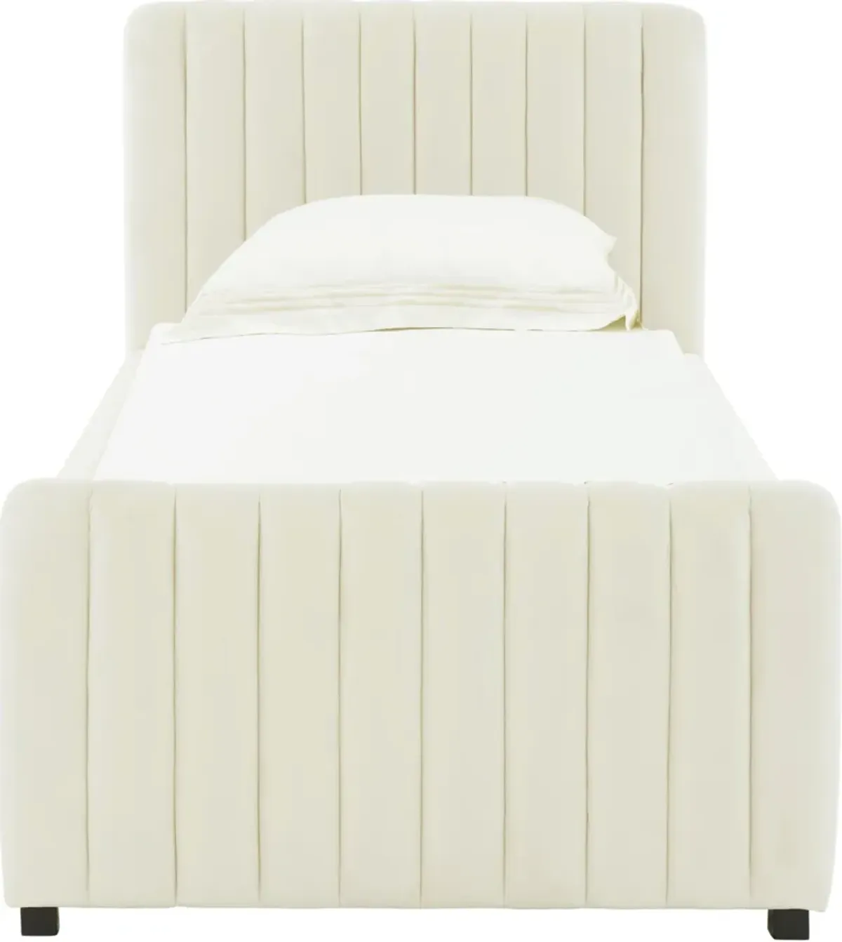 Maylin Twin Upholstered Bed with Trundle - Cream