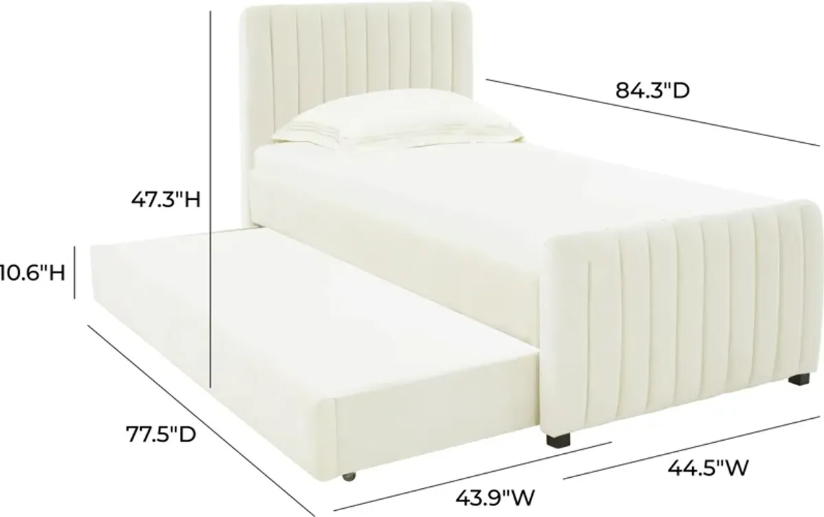 Maylin Twin Upholstered Bed with Trundle - Cream