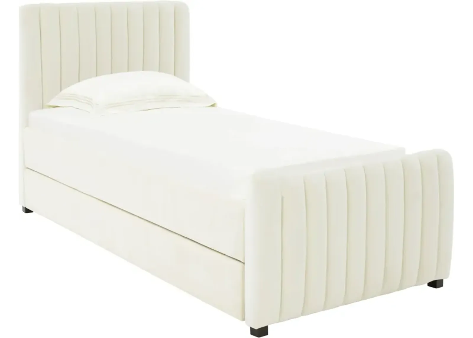 Maylin Twin Upholstered Bed with Trundle - Cream