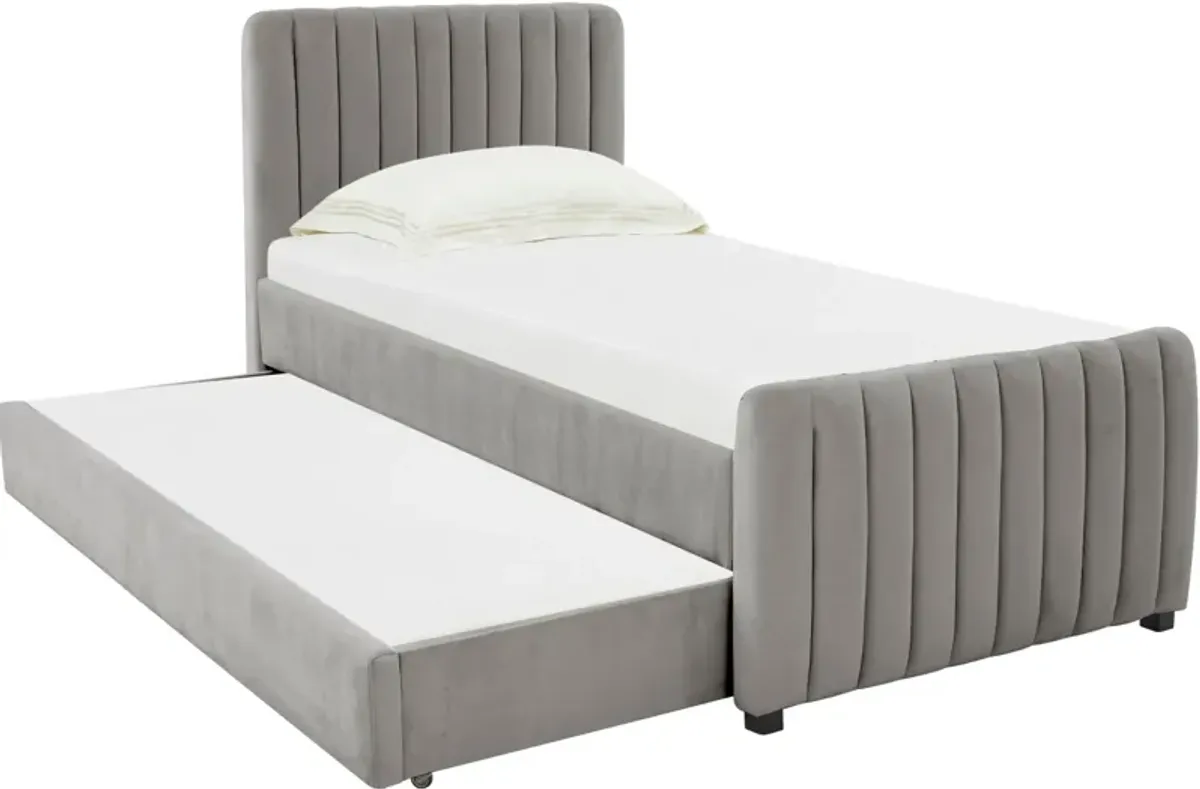 Maylin Twin Upholstered Bed with Trundle - Gray