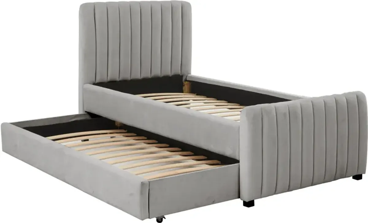 Maylin Twin Upholstered Bed with Trundle - Gray