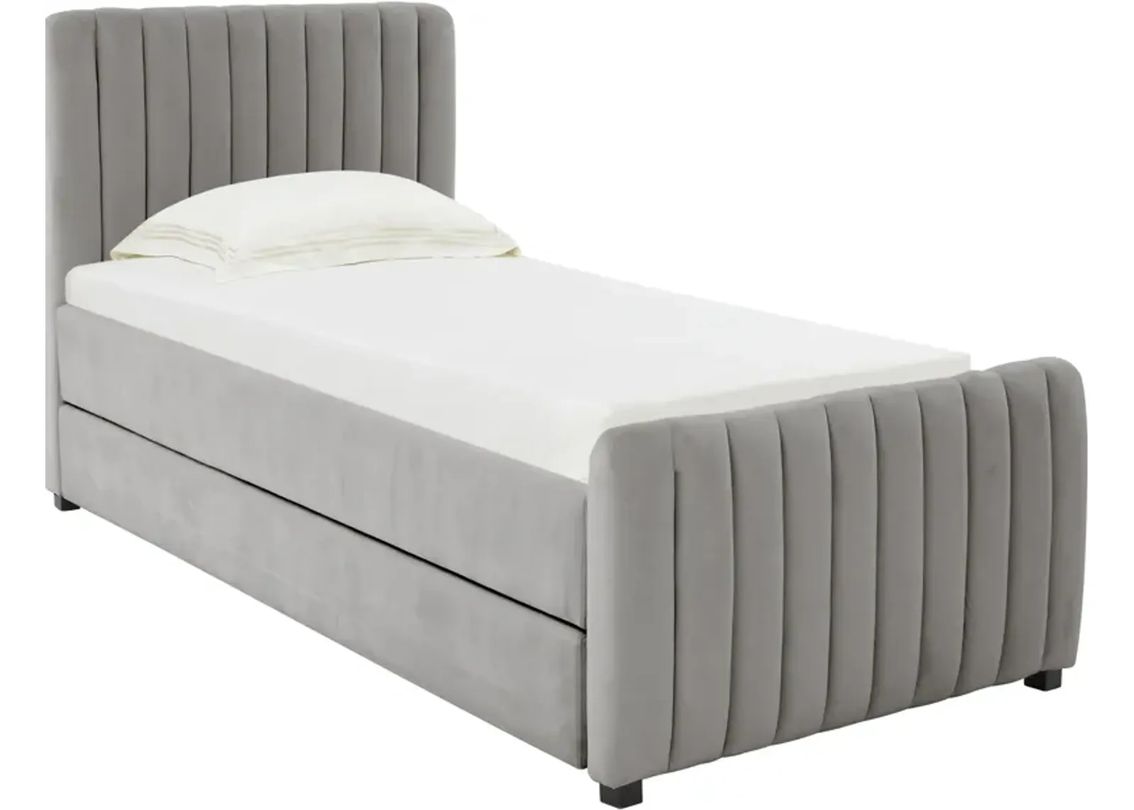 Maylin Twin Upholstered Bed with Trundle - Gray