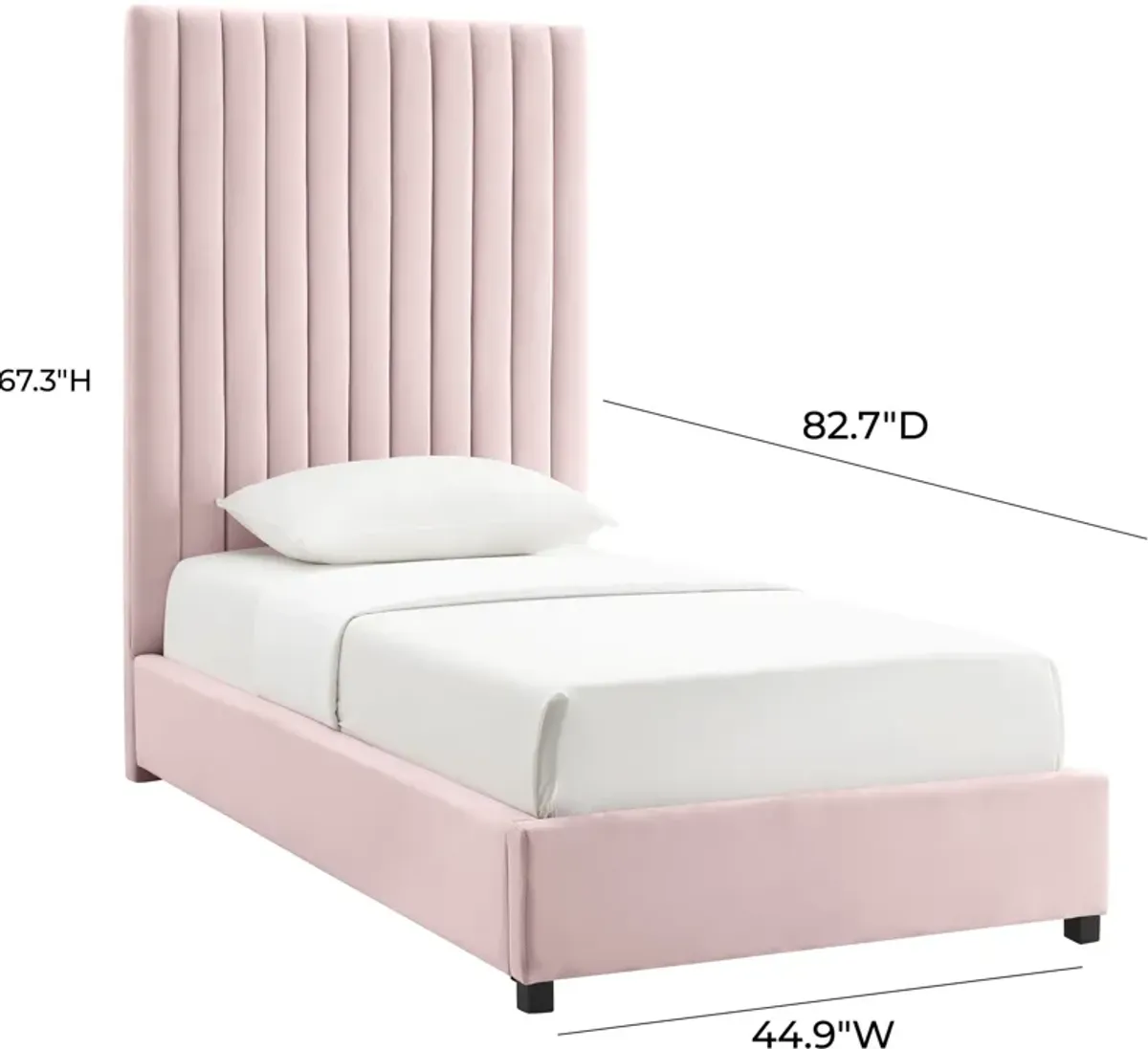 Michel Twin Upholstered Platform Bed - Pink