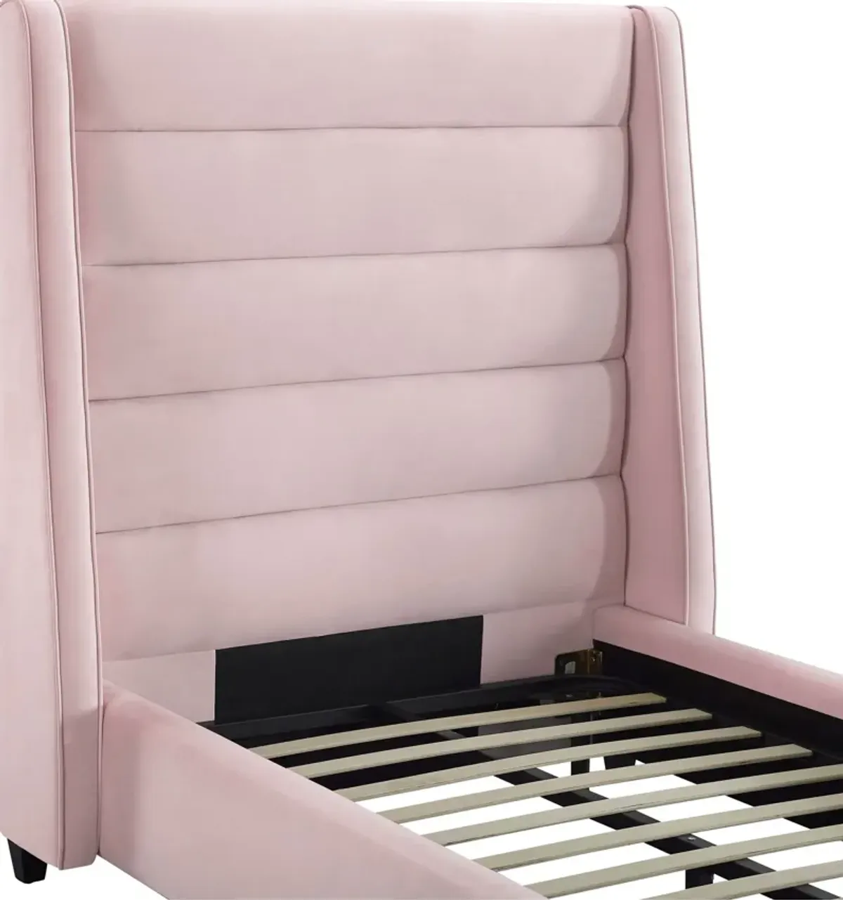 Darcy Twin Upholstered Platform Bed - Pink