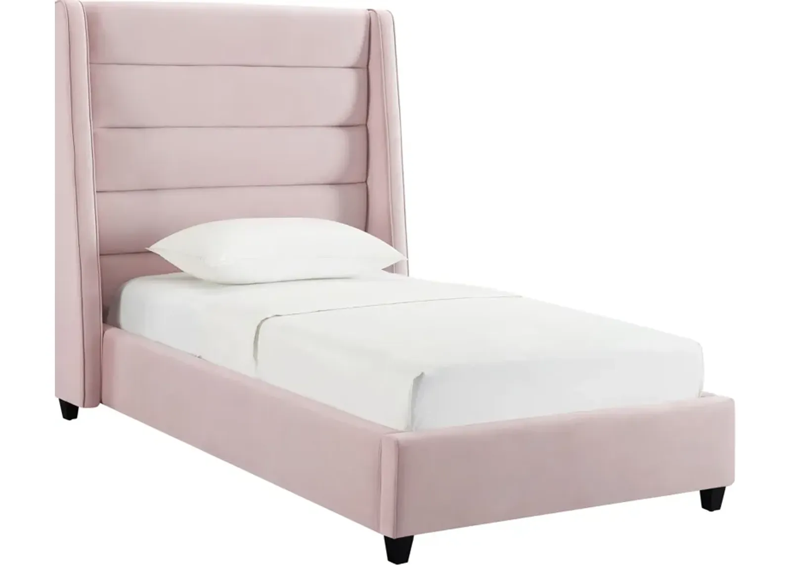 Darcy Twin Upholstered Platform Bed - Pink