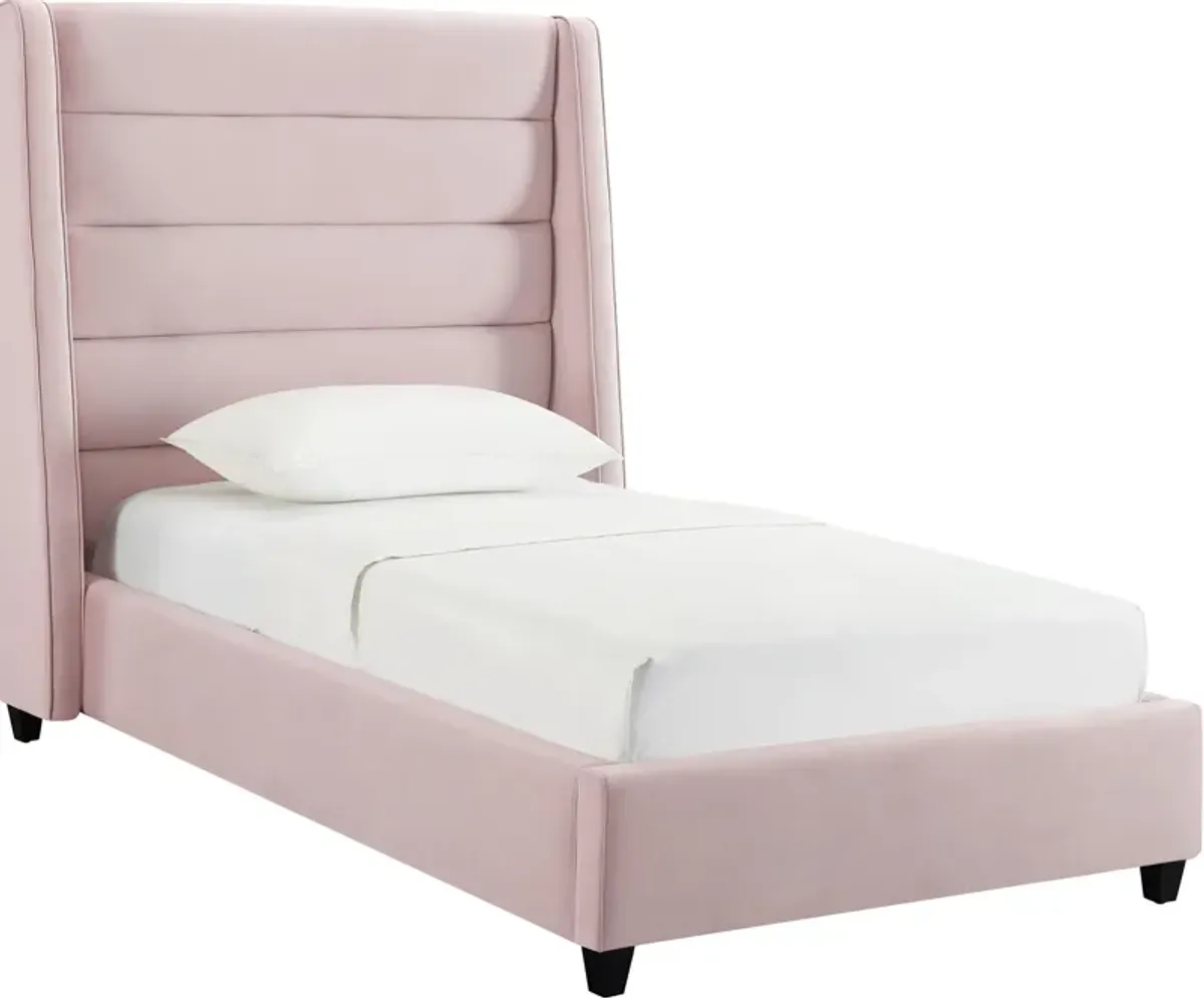 Darcy Twin Upholstered Platform Bed - Pink