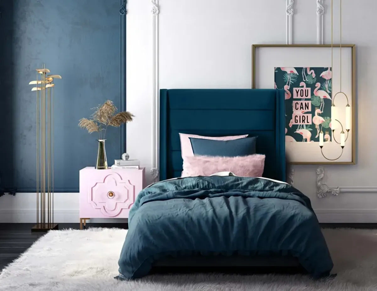 Darcy Twin Upholstered Platform Bed - Navy