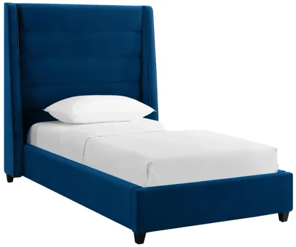 Darcy Twin Upholstered Platform Bed - Navy