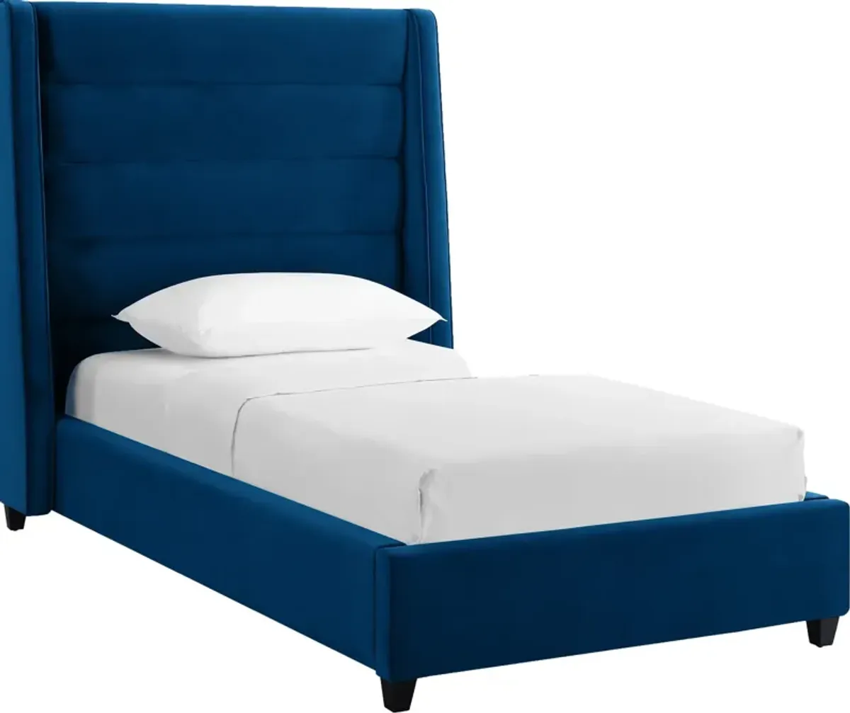 Darcy Twin Upholstered Platform Bed - Navy