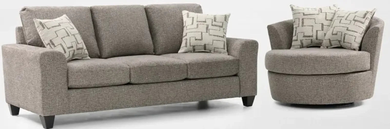 Canyon Sofa and Swivel Chair Set - Taupe