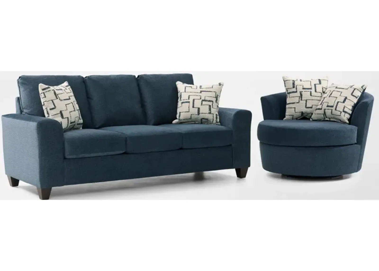 Canyon Sofa and Swivel Chair Set - Navy