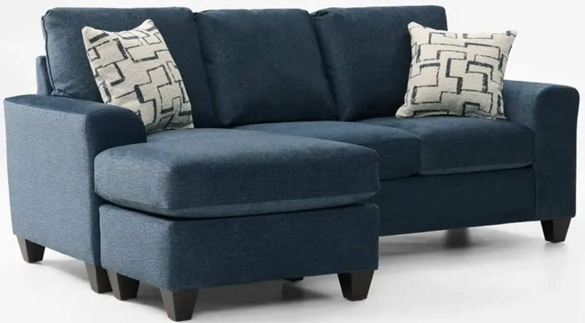 Canyon Sofa with Reversible Chaise and Swivel Chair Set - Navy