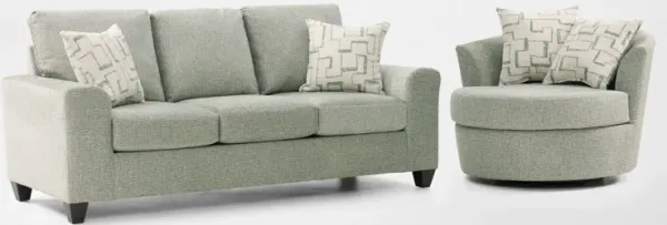 Canyon Sofa and Swivel Chair Set - Seafoam