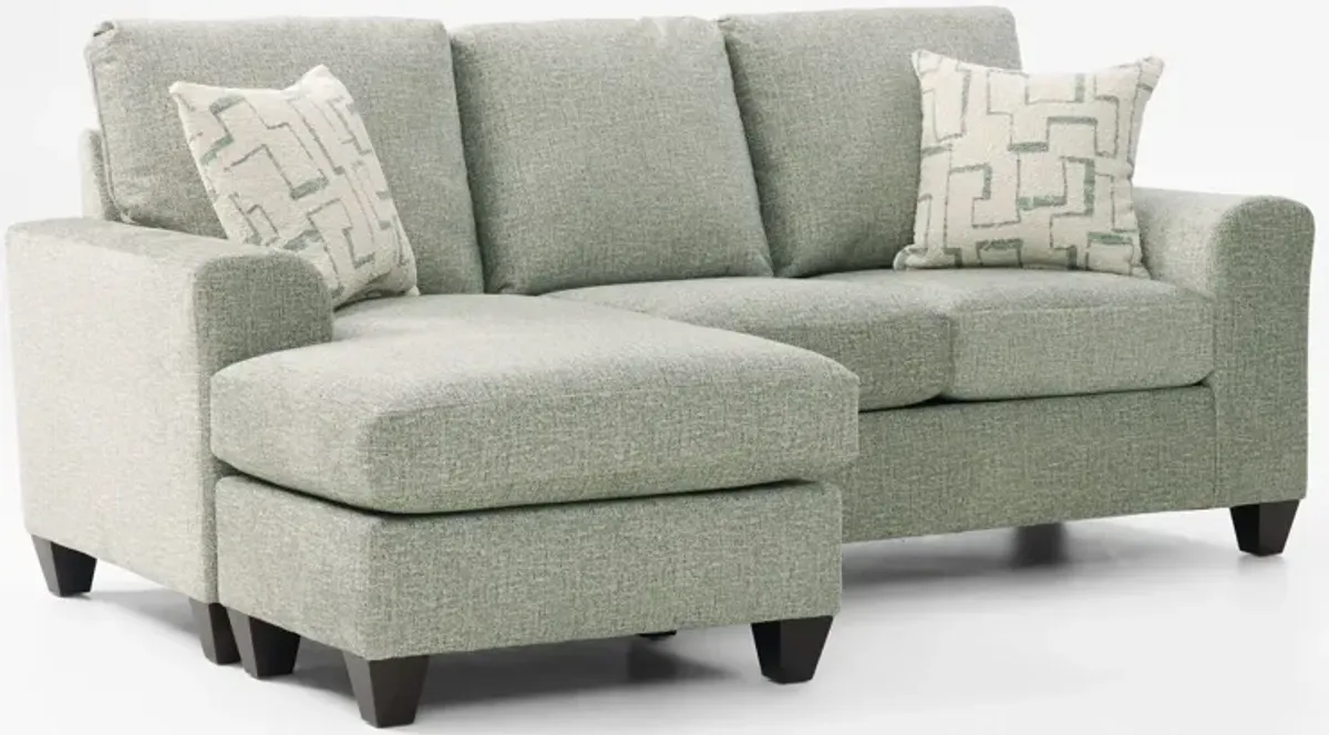 Canyon Sofa with Reversible Chaise and Swivel Chair Set - Seafoam