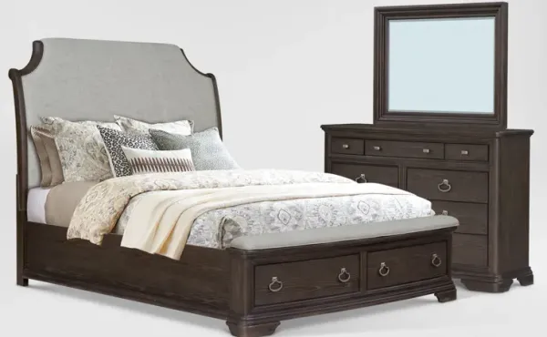 Grace 5-Piece Storage Bedroom Set with Dresser and Mirror