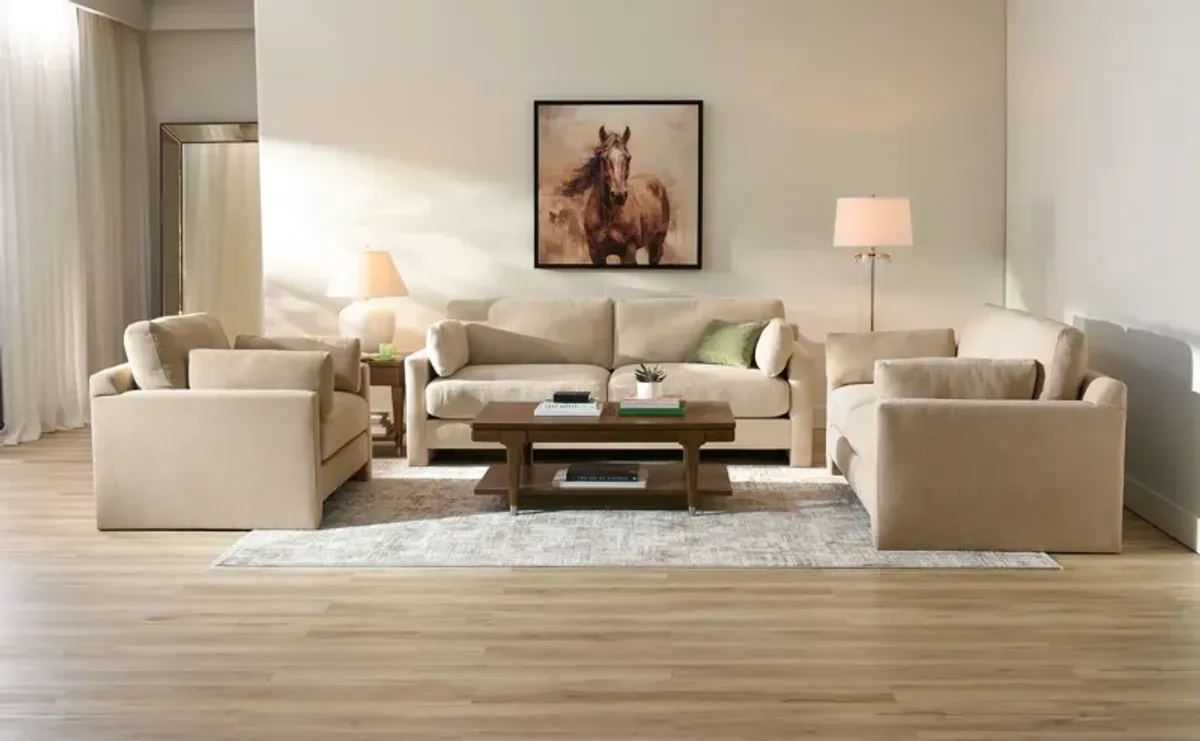 Forbes Foam Comfort 3 Pc. Living Room - Midcentury Sand