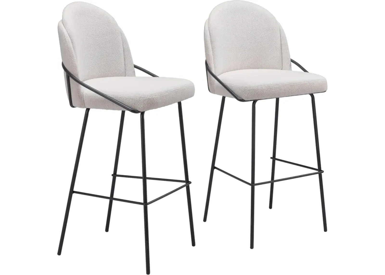 Lester Set of 2 Bar Stools - Ivory