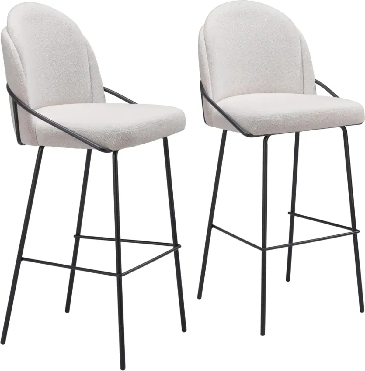 Lester Set of 2 Bar Stools - Ivory