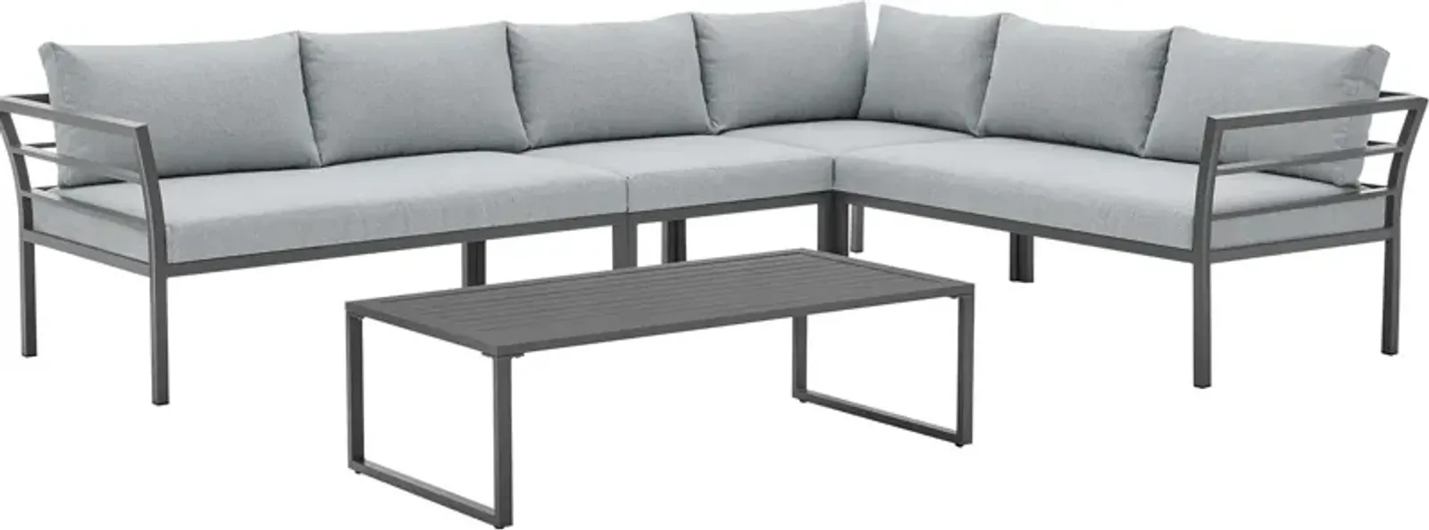 Maui Outdoor 4-Piece Sectional and Coffee Table Set - Gray