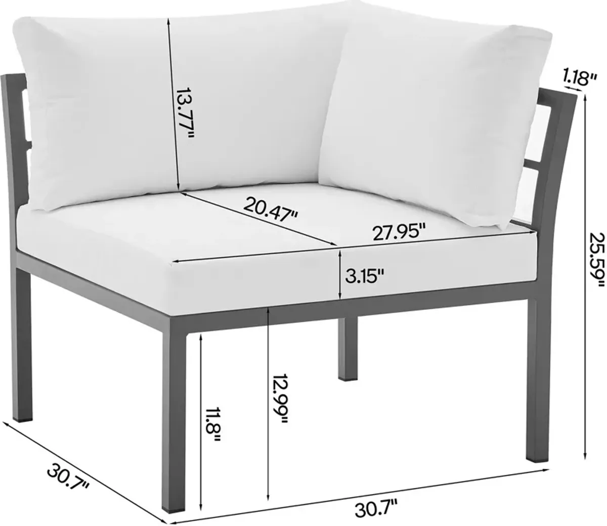 Maui Outdoor 4-Piece Sectional and Coffee Table Set - White