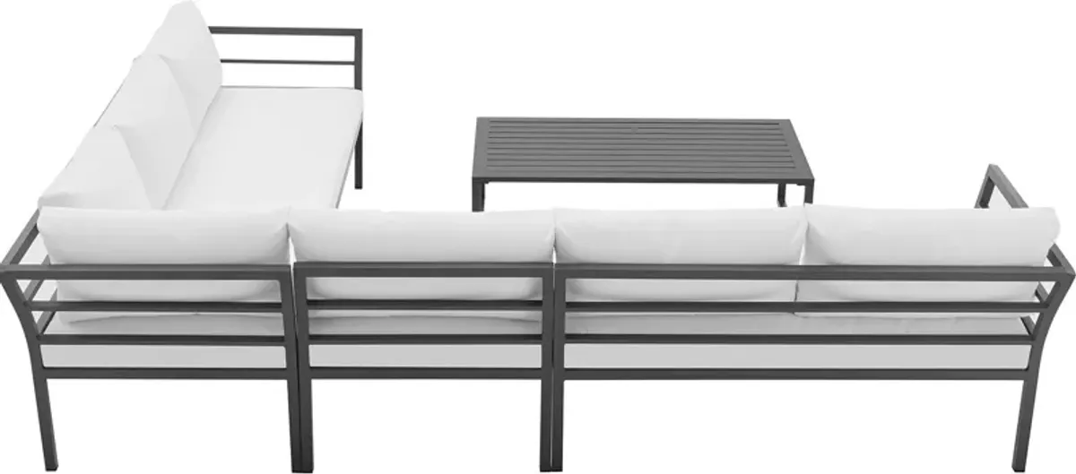 Maui Outdoor 4-Piece Sectional and Coffee Table Set - White