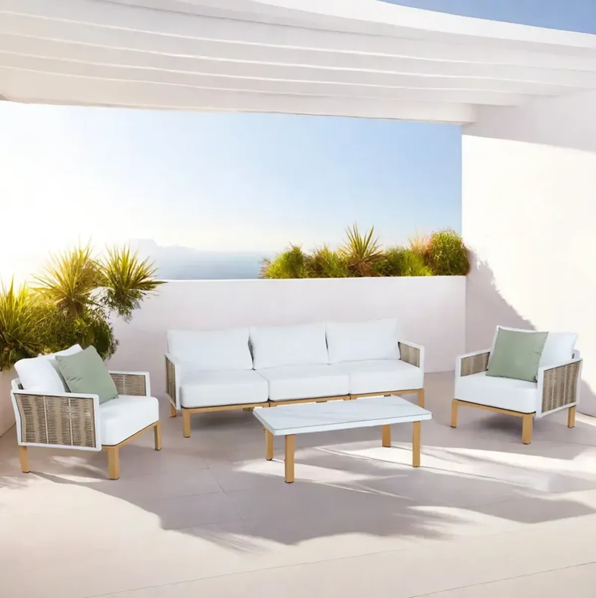 Jetty Outdoor Sofa, 2 Chairs and Coffee Table Set